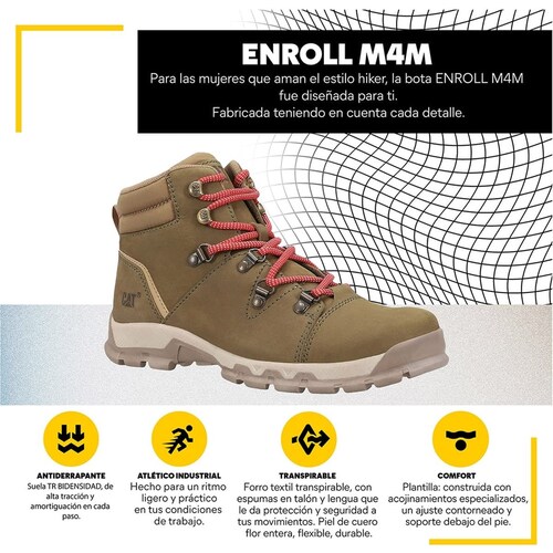 Bota Industrial Cat en Piel para Mujer