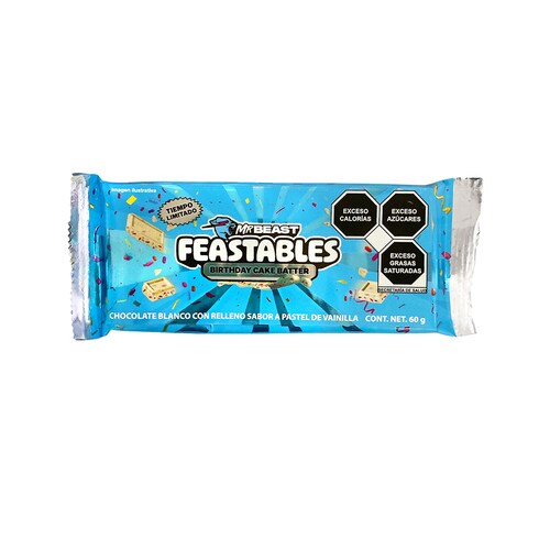 Edición Especial / Tablilla de Chocolate Blanco Sabor Pastel Vainilla Mr Beast 60 Gr