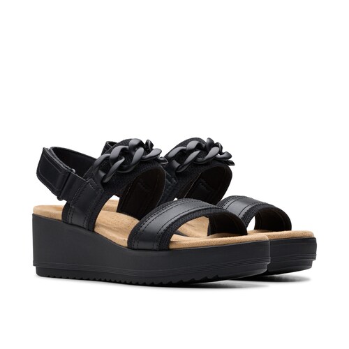 Sandalia Cuña Clarks con Aplicación para Mujer