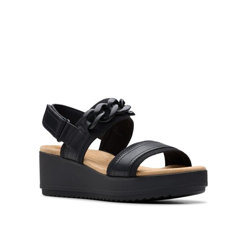 Sandalia Cuña Clarks con Aplicación para Mujer