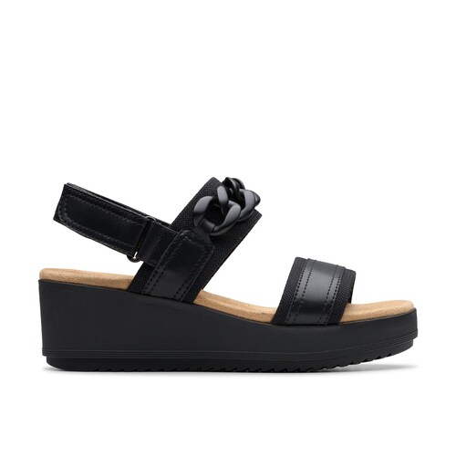 Sandalia Cuña Clarks con Aplicación para Mujer
