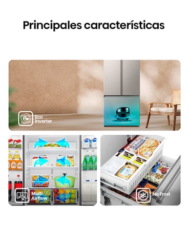 Refrigerador Hisense Pta Fran 22P Rf22N6Fcx Acero