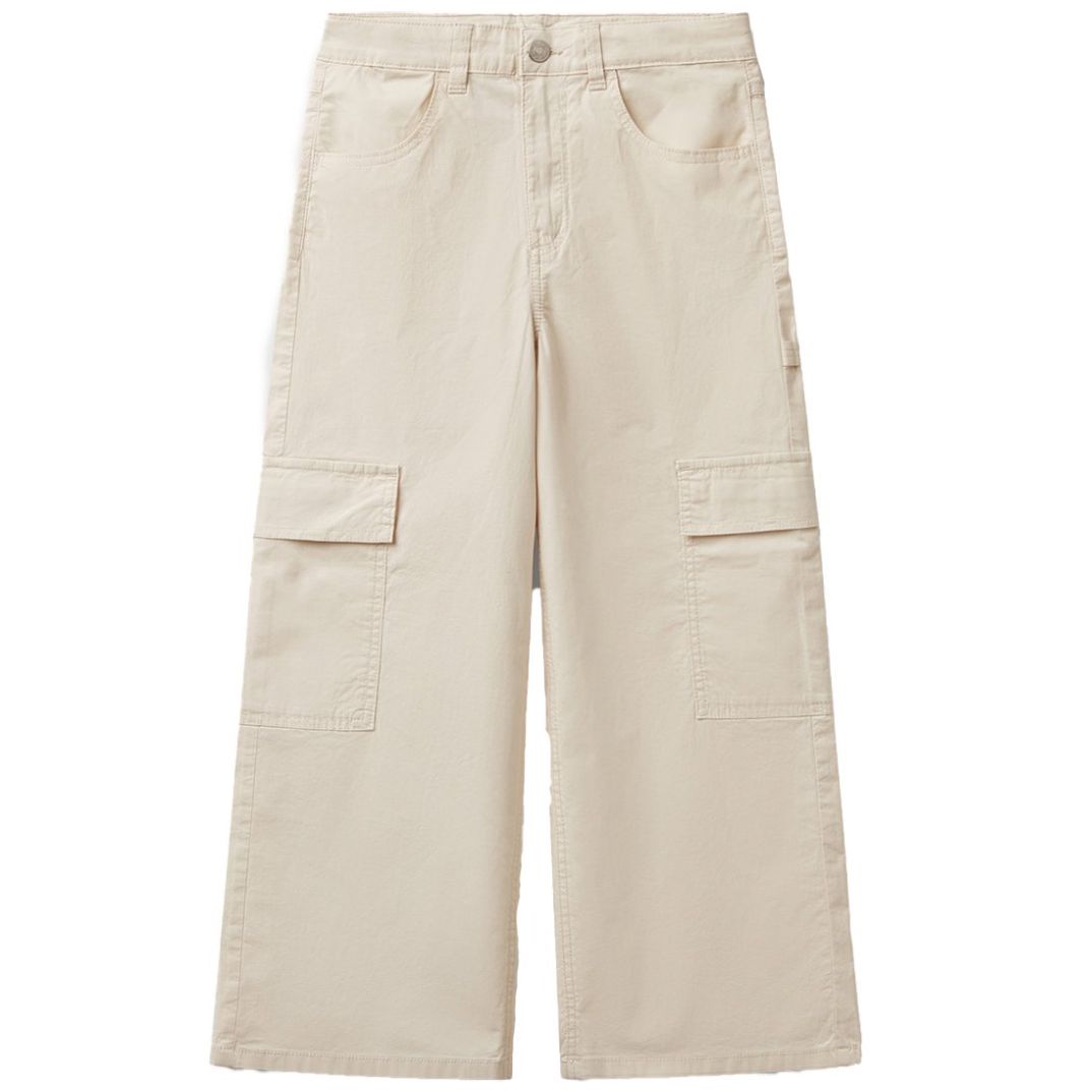 Jeggings United Colors Of Benetton Para Niñas - Chenilla Elástica Beige - Talla 150 Cm - Algodón Y Poliéster