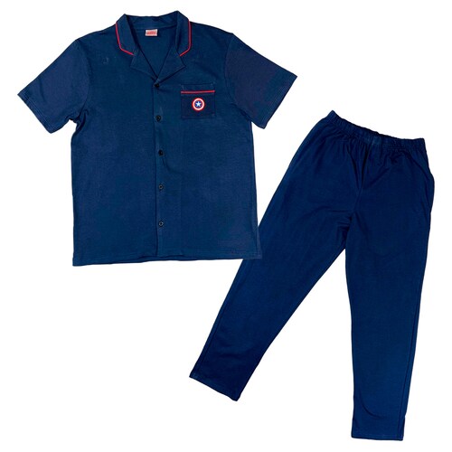 Pijama de Playera con Diseño Capitán América Manga Corta para Hombre