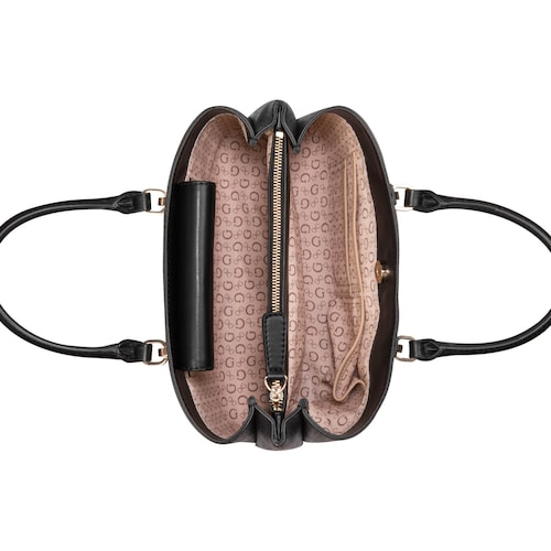 Bolso Guess Satchel Negro Suavizado para Mujer