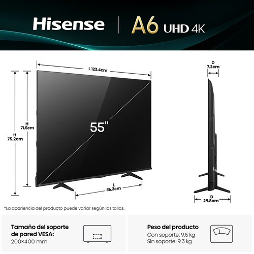 Pantalla Hisense 55 Pulgadas 4K 55A65Nv