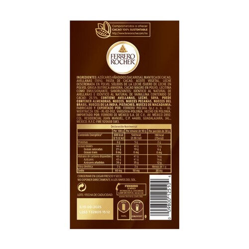 Barra de Chocolate con Leche Rellena con Avellanas Y Cacao Tablets Ferrero