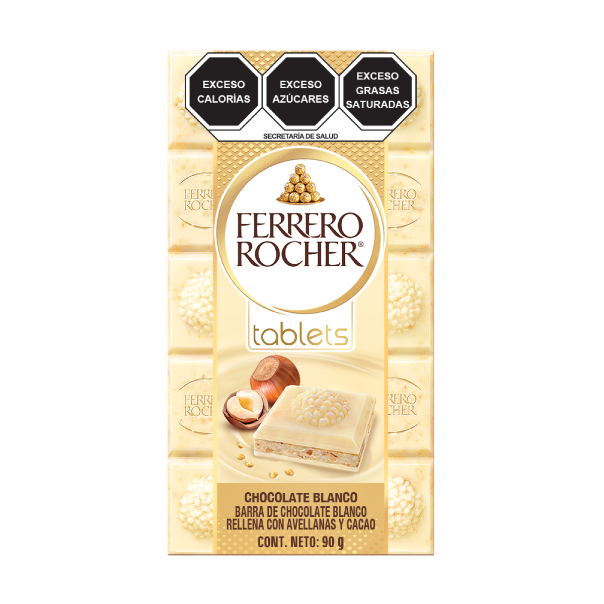 Barra de Chocolate Blanco Rellena con Avellanas Y Cacao Tablets Ferrero