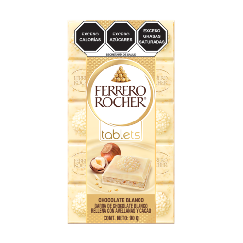 Barra de Chocolate Blanco Rellena con Avellanas Y Cacao Tablets Ferrero