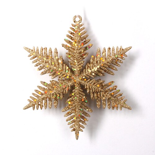 Colgante Navideño 23Cm Copo Nieve Color Oro con Lentejuela