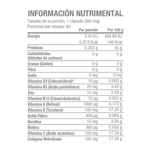 Colágeno, Biotina, Keratina, 60 Cápsulas Life180