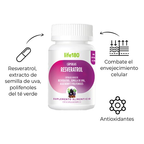 Resveratrol 60 Cápsulas Life180