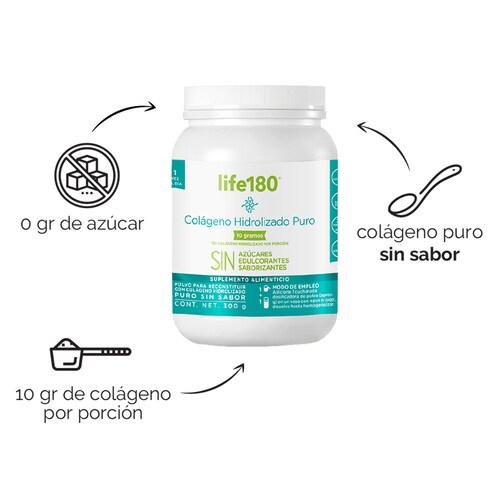 Colágeno Natural en Polvo 10G, 30 Porciones Life180