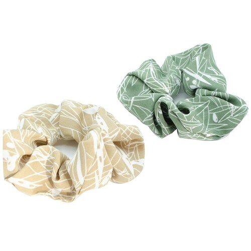 Scrunchies 2 Pz Dibujo Verde Y Café Ponette