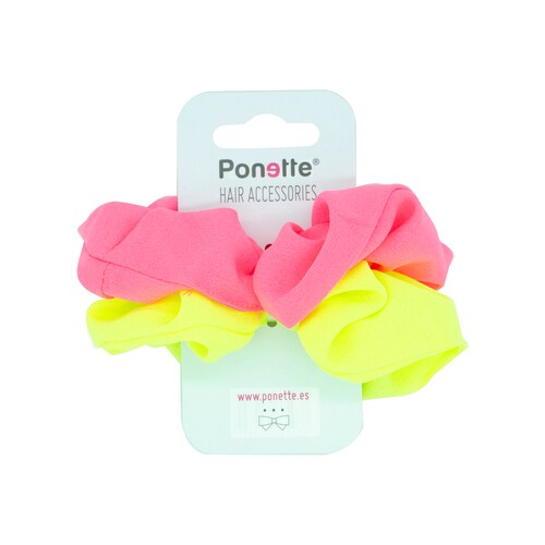 Scrunchies 2 Pz Fresa Amarillo Flúor Ponette