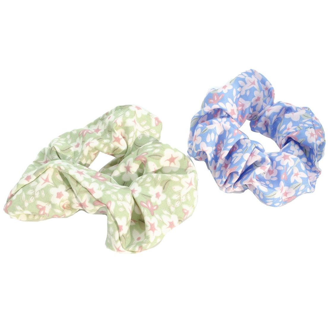 Scrunchies 2 Pz Flor Azul Y Verde Flor Ponette