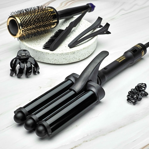 Rizador Waver de 3 Barriles Black Gold Hot Tools