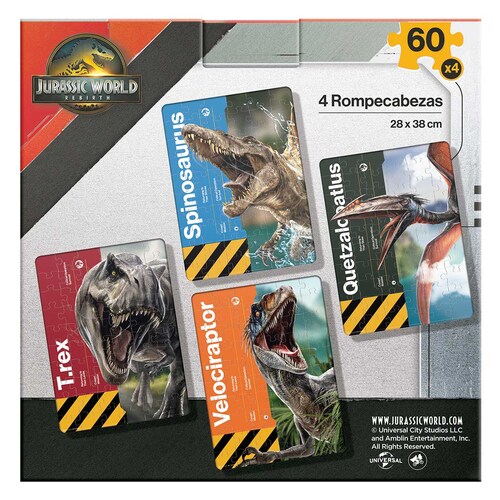 Rompecabezas Novelty 4 en 1 Jurassic World 4