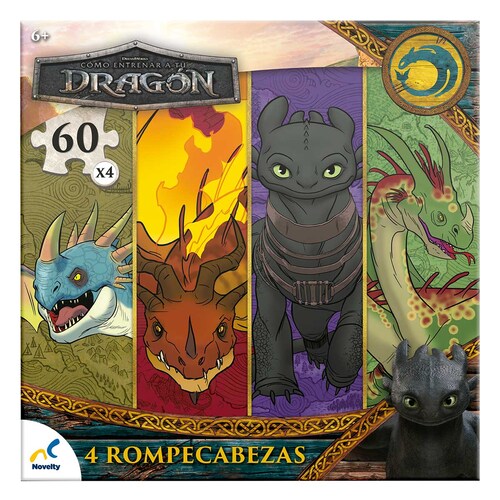 Rompecabezas 4 en 1 Cómo Entrenar a Tu Dragón 60 Piezas
