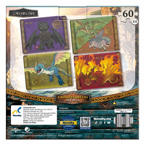 Rompecabezas 4 en 1 Cómo Entrenar a Tu Dragón 60 Piezas
