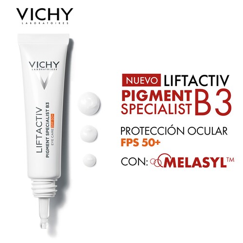 Vichy Liftactiv B3 Eyes Spf 50+15Ml, Contorno de Ojos con una Alta Protección Solar.