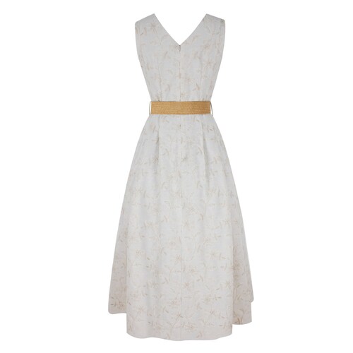 Vestido Corte Princesa Bordado con Cinturón para Mujer Basel
