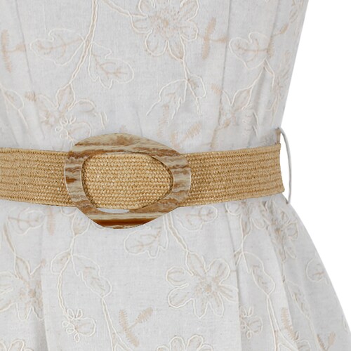 Vestido Corte Princesa Bordado con Cinturón para Mujer Basel