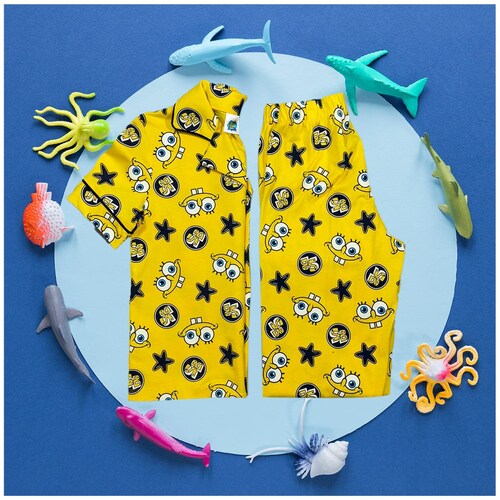 Pijama de Playera con Pantalón Diseño Bob Esponja para Niño