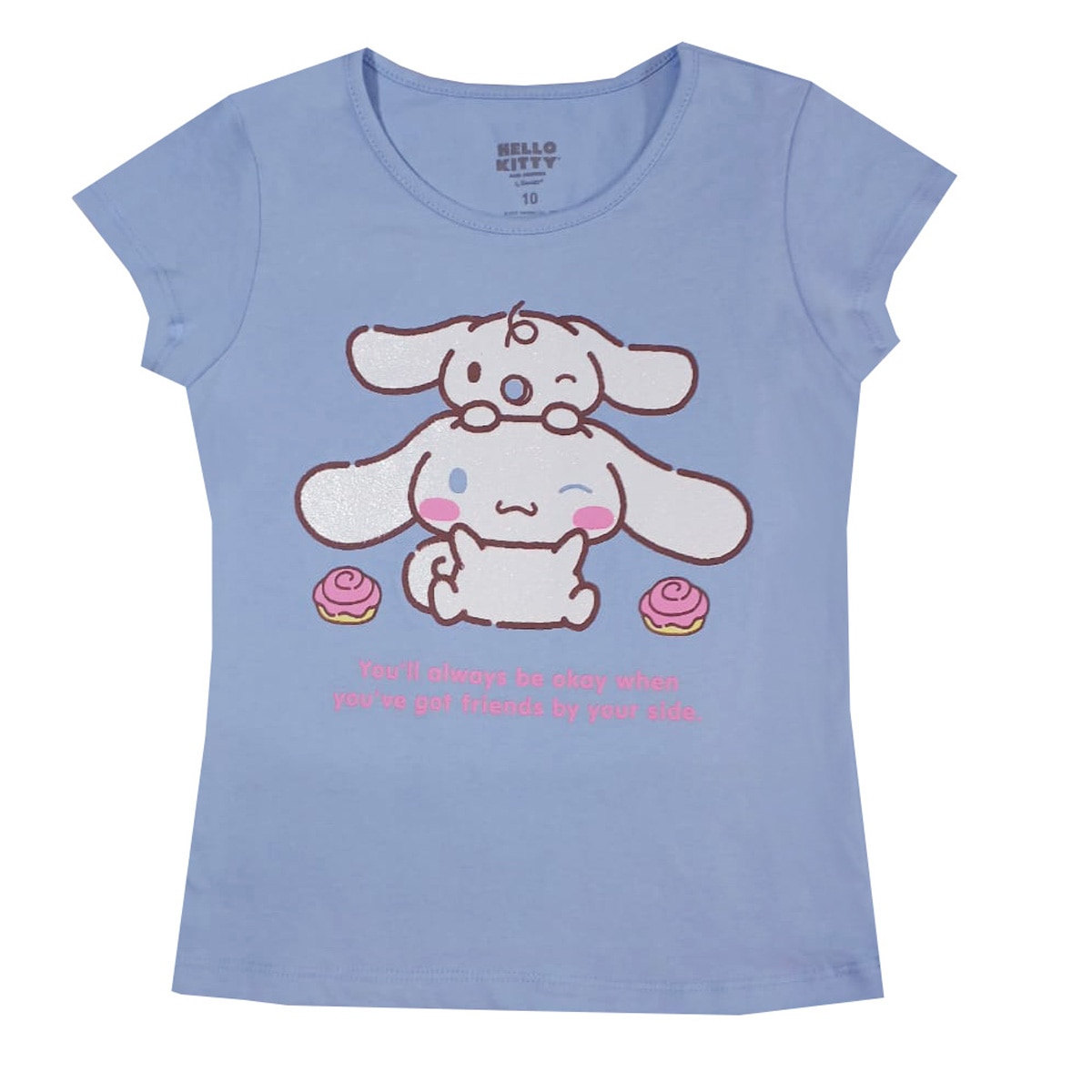 Playera Manga Corta Diseño Cinnamoroll Hello Kitty para Niña