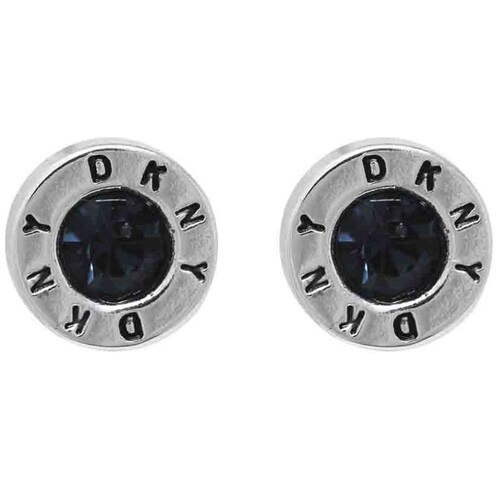 Aretes Silueta Botón Cristal Azul Dkny