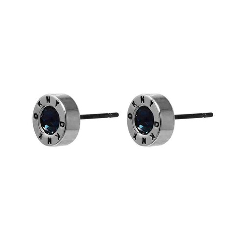 Aretes Silueta Botón Cristal Azul Dkny