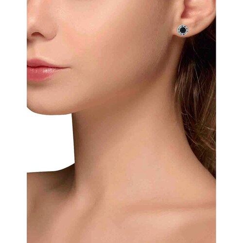 Aretes Silueta Botón Cristal Azul Dkny