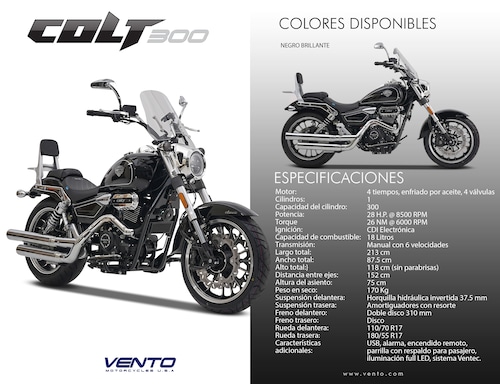 Motocicleta Vento Colt 300 Negro 2025