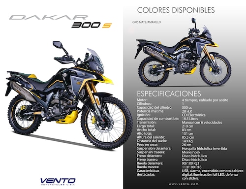 Motocicleta Vento Dakar 300 Negro 2025