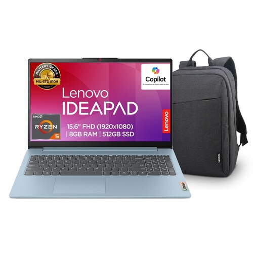 Laptop Lenovo Ip Slim3 Ryzen5 8Gb Ram 512Gb y Mochila
