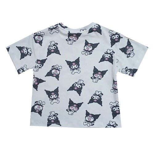 Playera con Estampado Kuromi Hello Kitty Manga Corta para Niña