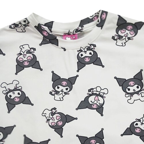 Playera con Estampado Kuromi Hello Kitty Manga Corta para Niña