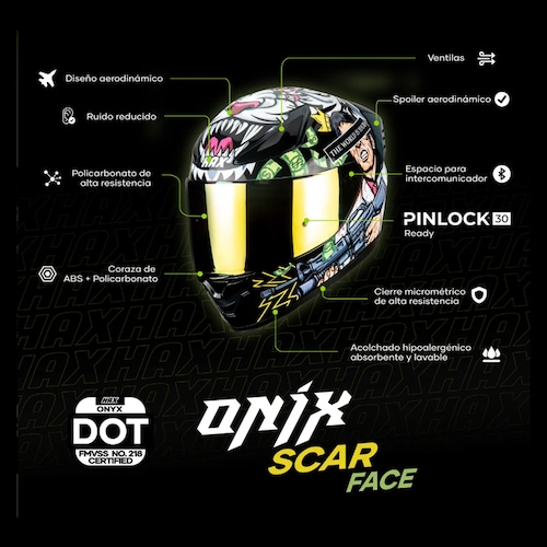 Casco Integral para Motociclista Hax Onix Scar
