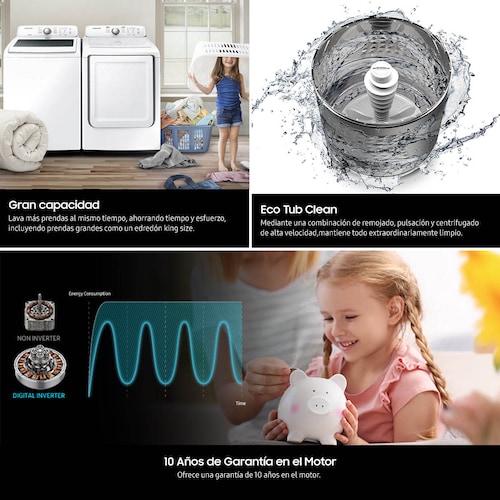 Lavadora Samsung Carga Superior 21Kg Wa21A3341Gw