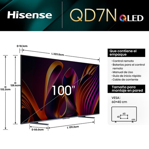 Pantalla Hisense 100 Pulgadas 4K Qled 100Qd7N