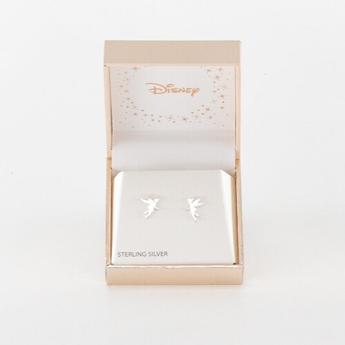 Aretes de Boton de Tinkerbell Silueta Plata 925
