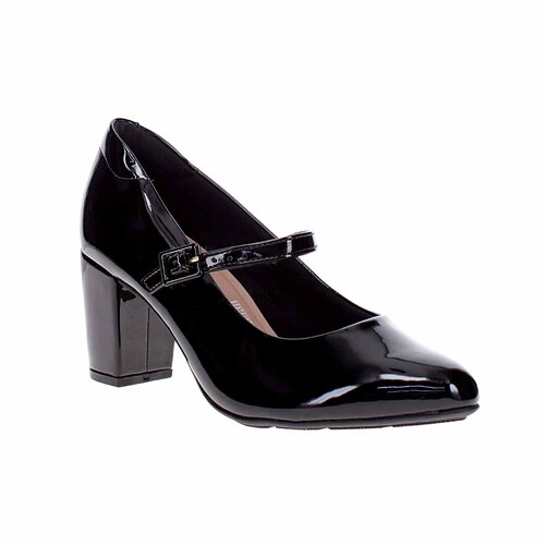 Zapatilla Tacón Grueso en Charol Modare con Hebilla para Mujer