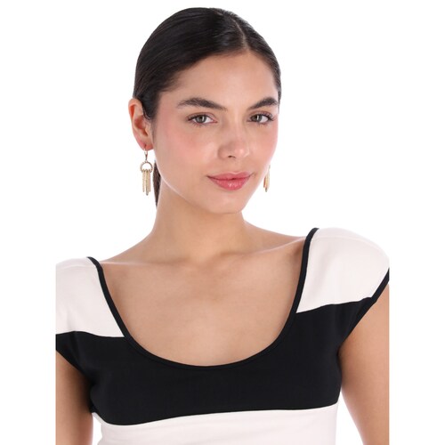 Aretes Dorado Piedra Pulido Largos