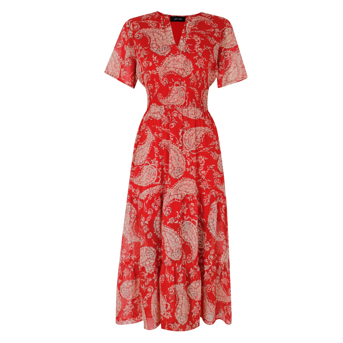 Vestido Escote en V Estampado Just By Basel para Mujer Petite