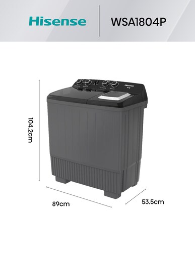 Lavadora Hisense Doble Tina 18Kg  Wsa1804P Gris