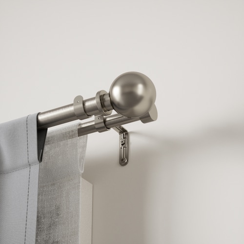 Cortinero Doble Umbra Bolas 180-365Cm Plateado