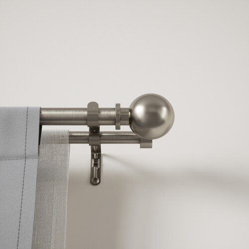 Cortinero Doble Umbra Bolas 180-365Cm Plateado
