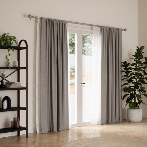 Cortinero Doble Umbra Bolas 180-365Cm Plateado