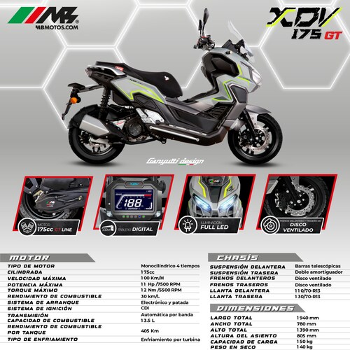 Motoneta Xdv Gt 175 Gris 2025 Mb