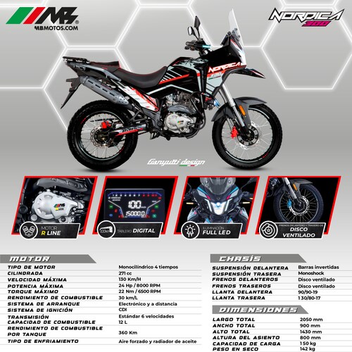 Motocicleta Nórdica Performance 300 Roja